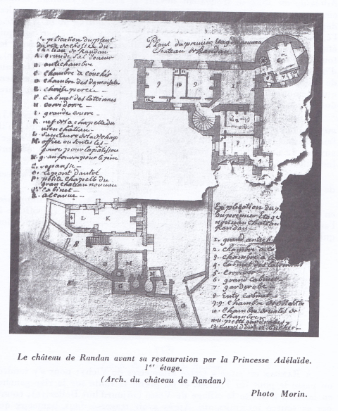 Plan du château avant restauration par Madame Adélaïde