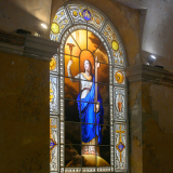 Vitrail bleu de la chapelle